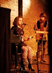 May van Oskan and Ashley Clayton perform at the DivaFest Gala in March 2013, The Exit Theatre